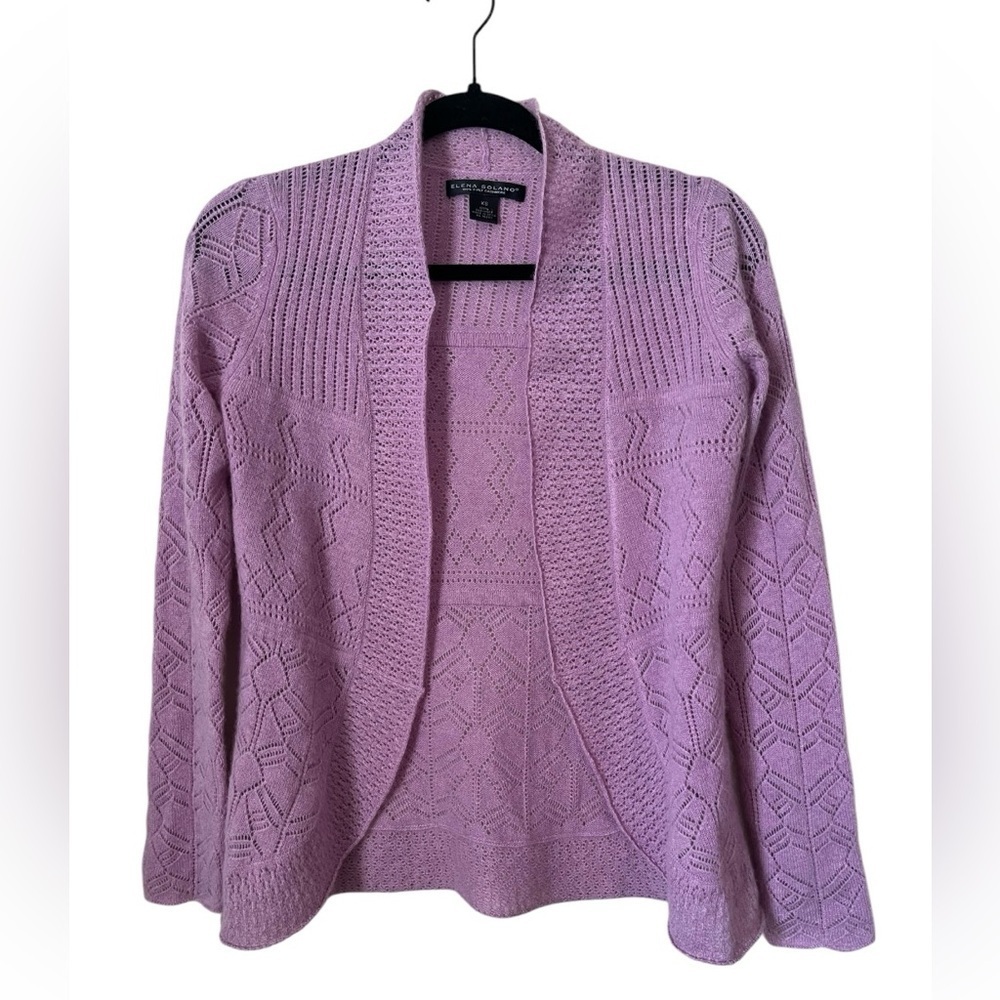 Elena Solano 100% 2 Ply Cashmere Cardigan in Lavender Size XS